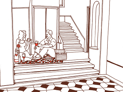 Date In The Stairwell date hand drawn illustration pattern photoshop stairwell