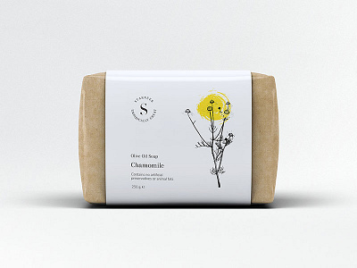 Chamomile Olive Oil Soap chamomile label packaging sleeve soap