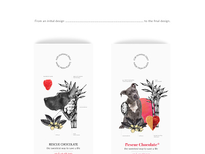 Rescue Chocolate - initial and final designs branding chocolate chocolate bar chocolate packaging collage art collageart collages label packaging