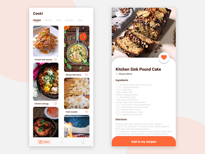 Food recipes app design ui ui design