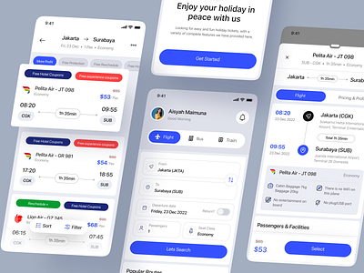 Ticket App Mobile app blue color bus clean design exploration exploration design flight mobile app ticket app ticket app exploration ticket app mobile ticket exploration ticketing ui design ux