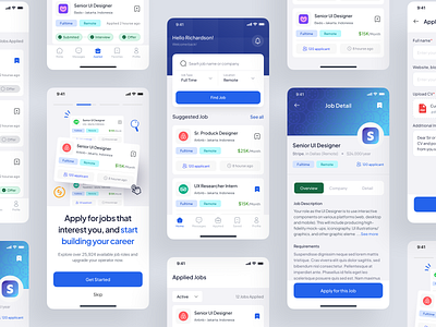 Job Finder Mobile App Exploration app application blue color clean clean design dashboard app design exploration finder job job finder job finder app job finder app concept job finder application mobile app mobile app concept ui ui job finder ux workspace