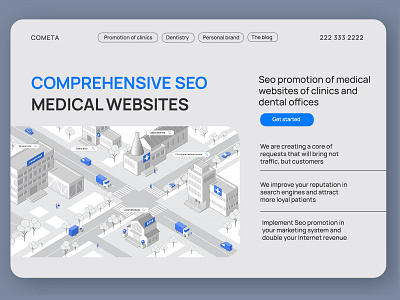 Medical Marketing website 2d adobe illustrator art design figma home page illustration isometric landing page marketing seo ui vector web website