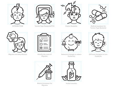 Migraines & Headaches Icon set design flat icon icon design icons illustration line vector