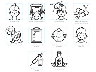 Migraines & Headaches Icon set 