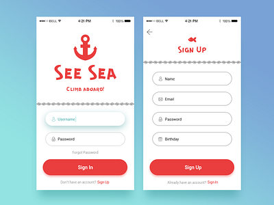 Sign In & Sign Up Screens app design login material ui ux web