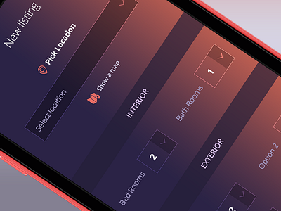 Create New Listing add app form ios7 iphone orange purple ui