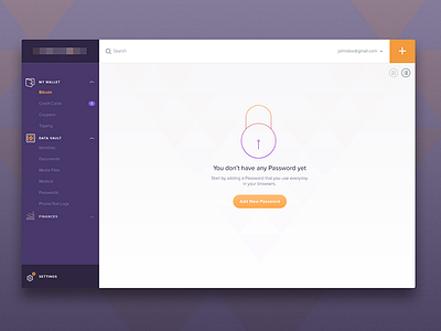 Dashboard app dashboard desktop flat interface layout mac navigation ui ux vault wallet