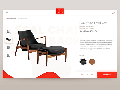 Seal Chair, Low Back black chair design fresh furniture interface leather red ui ux web design wood