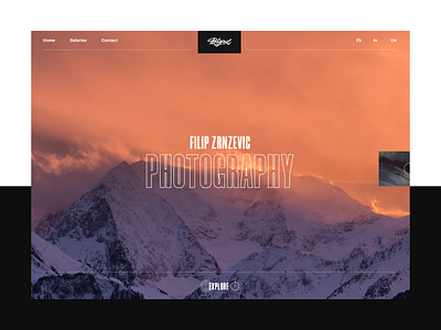 Filip Zrnzevic Photography home page homepage design interface landing page minimal modern mountain orange photography purple travel ui user interface web website