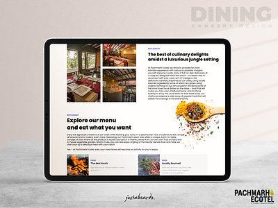 Dining Page Design | Pachmarhi Ecotel art branding design minimalist typography ui ui ux ui design user experience user interface ux website design