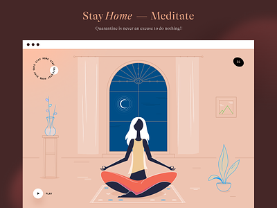 Stay Home — Meditate 2d characters coronavirus drawing flat girl illustration isolation meditation people quarantine stayhome ui vector