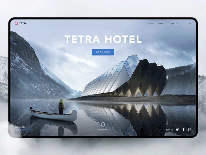 Tetra Shed Hotel animation design motion parallax scroll typography ui ux ux web