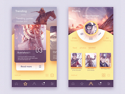Gamer network UI android gamer icon interaction ios mobile page profile ui ux web website