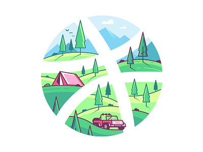 Explore and Inspire adventure camping dribbble explore mountain nature outdoor sticker travel tree wild