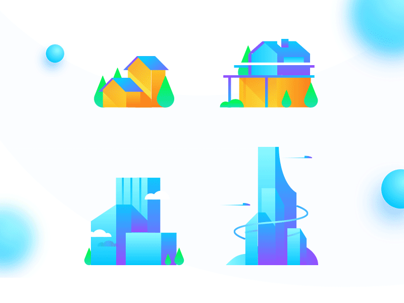 Pricing Icons for Survey Service Website building futuristic gradient house icon illustration minimal pricing tower ui