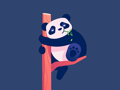 P is for Panda character flat illustration panda plant tree vector