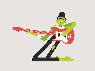 Z for Zombie character crazy flat guitar illustration music rock zombie