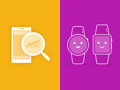 Blog Illustrations analytics apple flat illustrations mobile outline smartwatch watch