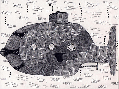 Submarine art blackandwhite deepsea drawing illustration ink ocean sea sketch submarine traditionalart underwater