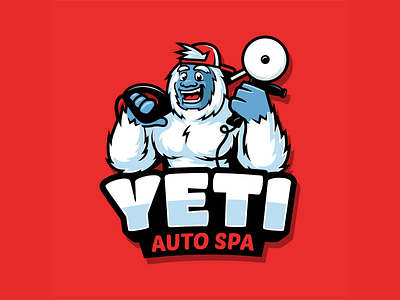 Yeti Auto Spa Cartoon Design brand mascot branding cartoon illustration design graphic design illustration illustrator logo logo branding logo design mascot mascot design mascot illustration