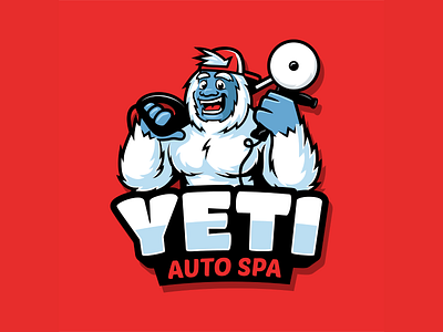 Yeti Auto Spa Cartoon Design