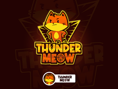 Thunder Meow Gamer Logo Mascot