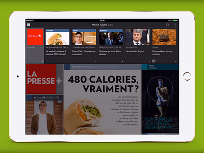 Edition navigator for La Presse + la presse menu navigation newspaper ui