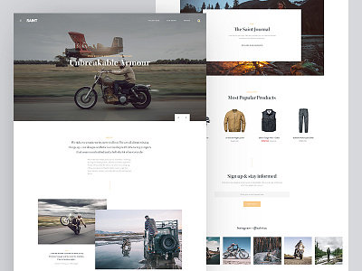 Saint Landing Page Redesign clean e commerce ecommerce interface landing page minimal motorcycle page typography ui web website