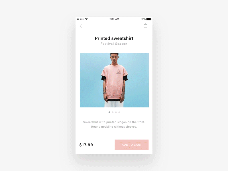 Fashion App Exploration app card clean e-commerce ecommerce fashion interface ios minimal principle product shop