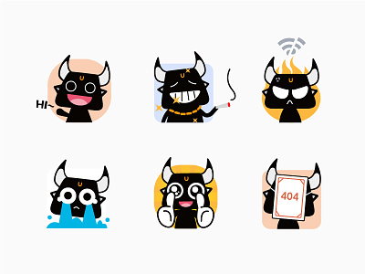 Black ox mascot animal cartoon expression illustrator logo mascot