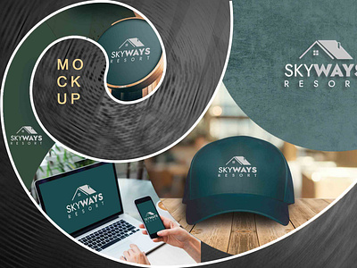 Skyways resort logo spiral mockup branding creative design graphic design illustration logo mockup modern typography