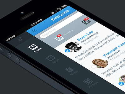 Menu app apple bar blue device inbox intercom iphone menu message mobile search select side
