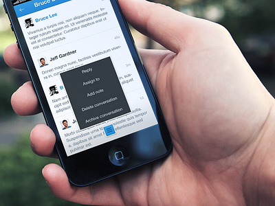 Conversation view app apple blue chat conversation hand idea inbox intercom iphone menu mobile select user