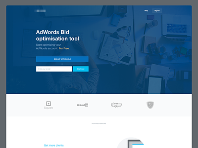 Landing page clean icon interface landing page photo simple ui web website