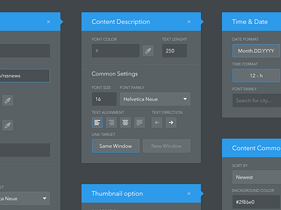 Modals app blue builder interface modal settings ui ux web widget