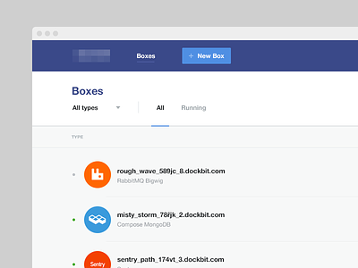 Boxes [WIP] admin app blue clean dashboard database filter flat interface menu purple simple