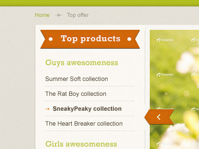 Menu brown button e commerce green menu pattern texture typography web
