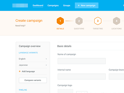 Campaign Builder [wip] app blue builder campaign clean interface menu simple steps ui web
