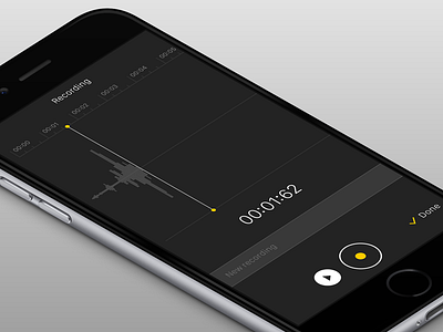 Notes app – voice recording [wip] app black interface ios iphone mobile note record simple ui voice yellow