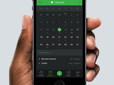 Calendar [wip] app apple calendar dark green interface ios iphone mobile ui ux