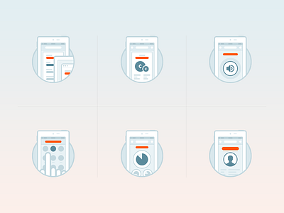 Phone Icons icon illustration interface iphone landing marketing mobile onboarding orange phone ui