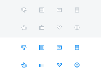 Small Icons blue case dashboard favorite flat icon interface mail mobile profile thumb ui