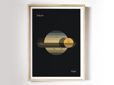 Saturn – Titan flat illustration line moon planet poster saturn simple space titan universe