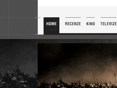 Menu black grey menu movie pattern photography red texture typography ui video web website white