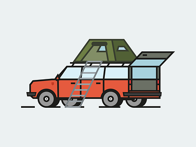 Camper adventure camper car illustration summer tent travel van