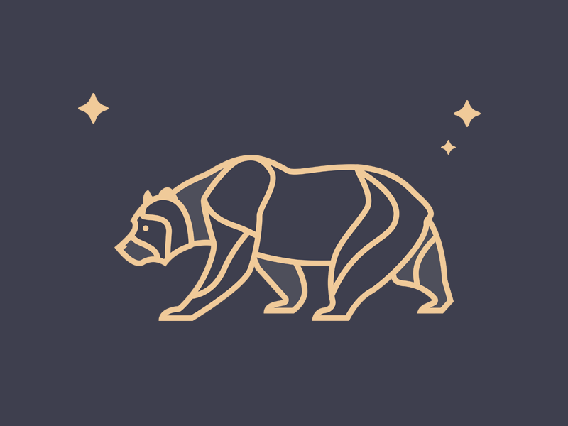 Bear flag star simple animal california ca bear illustration