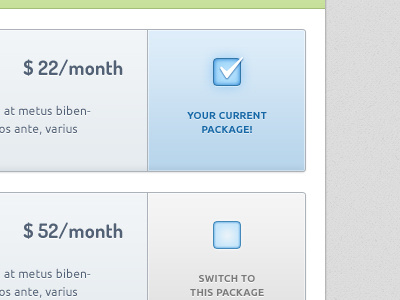 Select your package admin blue box dashboard frame green grey package panel select ui ux web website