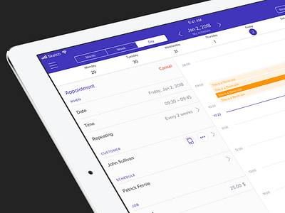 Calendar App app appointment booking calendar clean customer interface ipad ui ux