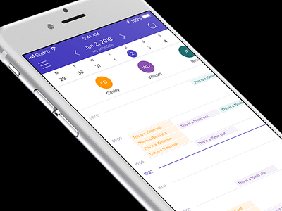 Calendar App II app calendar clean interface ios iphone mobile phone planner purple ui ux